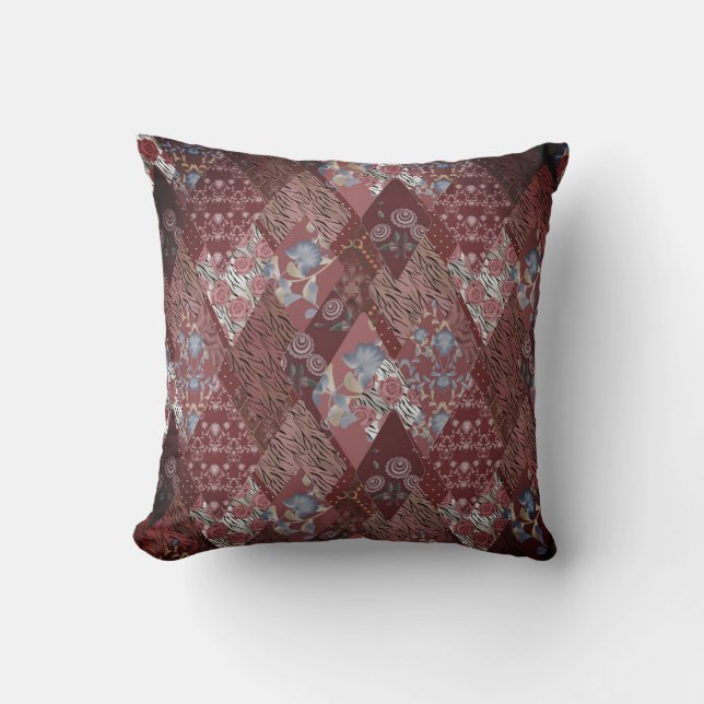Coussin Rouge, brun, rustique, rustique motif, mode, folk (Recto)