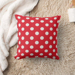 Coussin Rouge Cerise et pois blanc