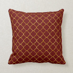 Coussin Rouge chic et or Quatrefoil