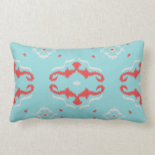 Coussin rouge chic moderne d'ikat de turquoise