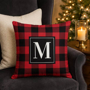 Coussin Rouge Classique Plaid Bison Monogramme Noël
