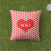 Coussin Rouge Coeur Motif Valentine's Monograms Blanc (Herbe)