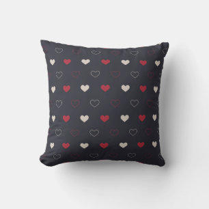 Coussin Rouge & cœur sombre Motif sans couture Mignon Mini