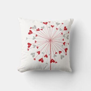 Coussin Rouge Cœurs Pissenlit Amour Fantaisiste Mi