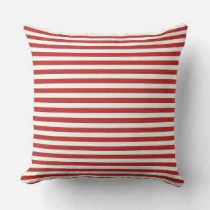 Coussin Rouge cramoisi et blanc moderne rayure demi-pouce