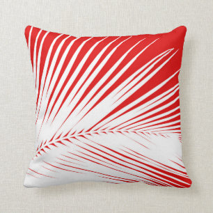 Coussin Rouge de corail blanc et foncé de palmette -