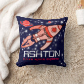 Coussin rouge de fusée d'enfants d'espace de (Couverture)