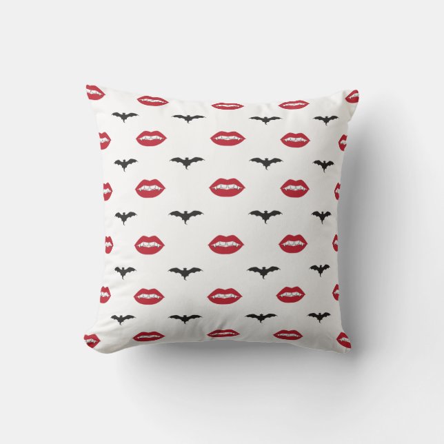 Coussin rouge de motif de lèvres et de battes de (Recto)