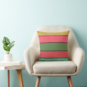 Coussin Rouge de Noël Or Vert Couleur sur papier aquarelle