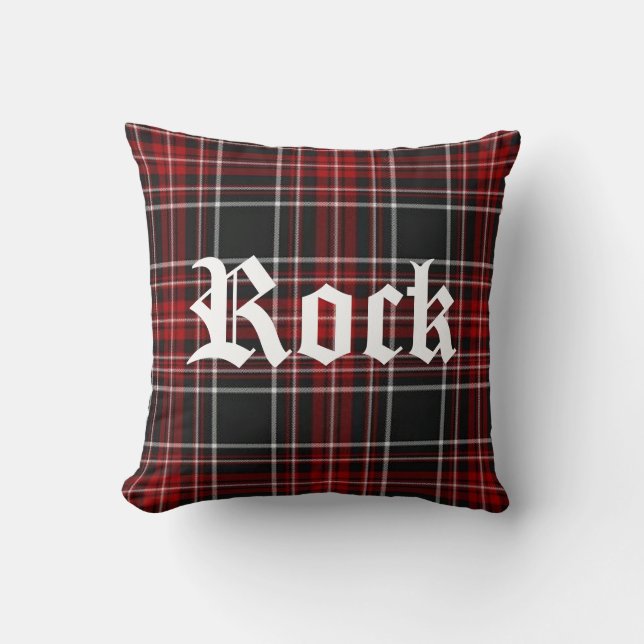 Coussin rouge de tartan de "roche" de plaid (Recto)
