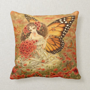 Coussin rouge d'imaginaire de pavot