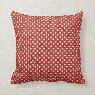 Coussin Rouge en rotin tissé sur une crème personnalisée