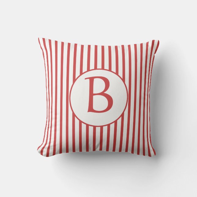 Coussin Rouge et blanc avec Monogramme (Recto)