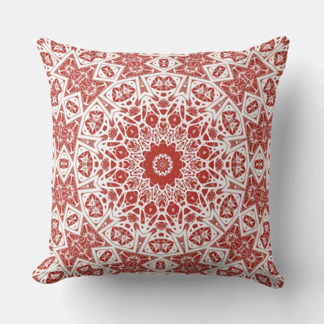 Coussin rouge et blanc, bandana ethnique (Recto)