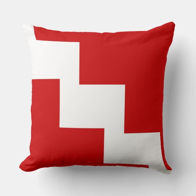 Coussin rouge et blanc de Chevron de lancer (Recto)