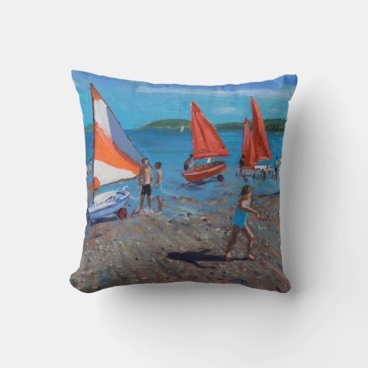 Coussin Rouge et blanc navigue Abersoch (Recto)
