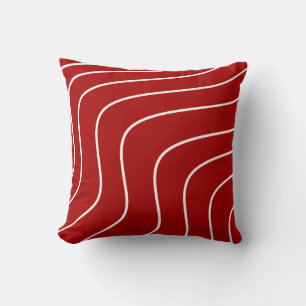 Coussin Rouge et blanc ondulé