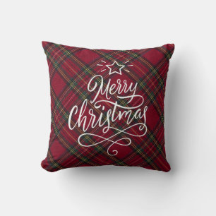 Coussin Rouge et blanc plaid Joyeux Noël