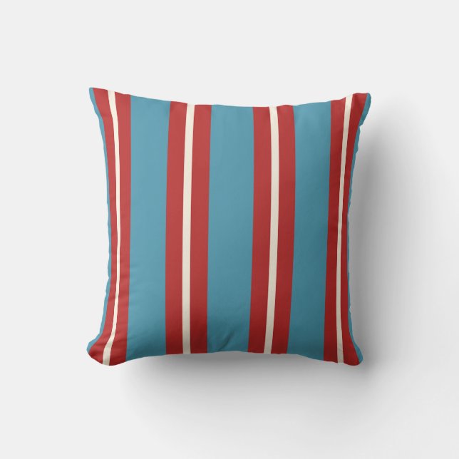 Coussin Rouge et Bleu vif Motif rayé Design moderne (Recto)