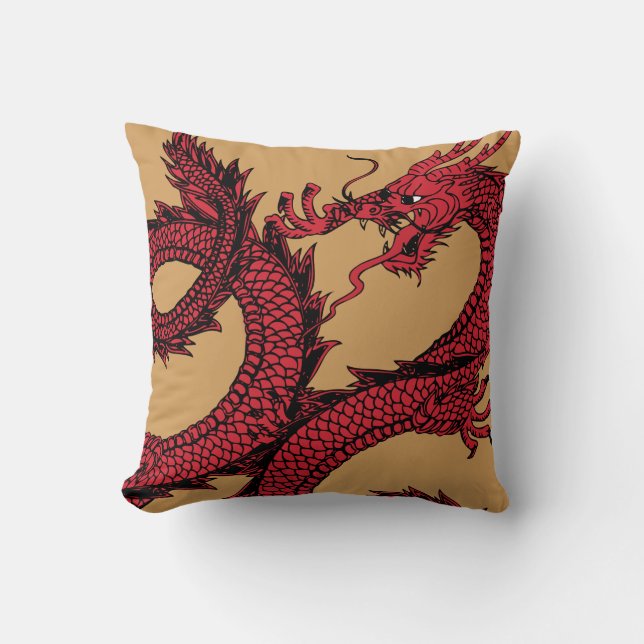Coussin Rouge et dragon de Chinois d'or (Recto)