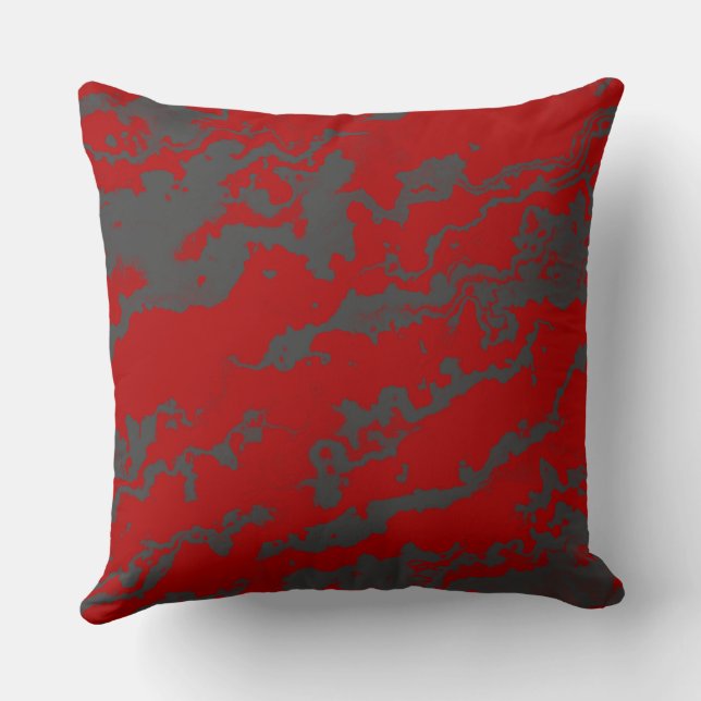 Coussin Rouge et gris abstrait (Verso)