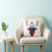 Coussin Rouge et Noël de monogramme de tête de renne de (Chaise)