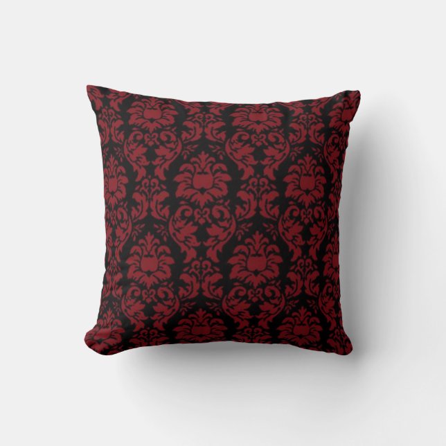 Coussin rouge et noir Damas Look (Recto)