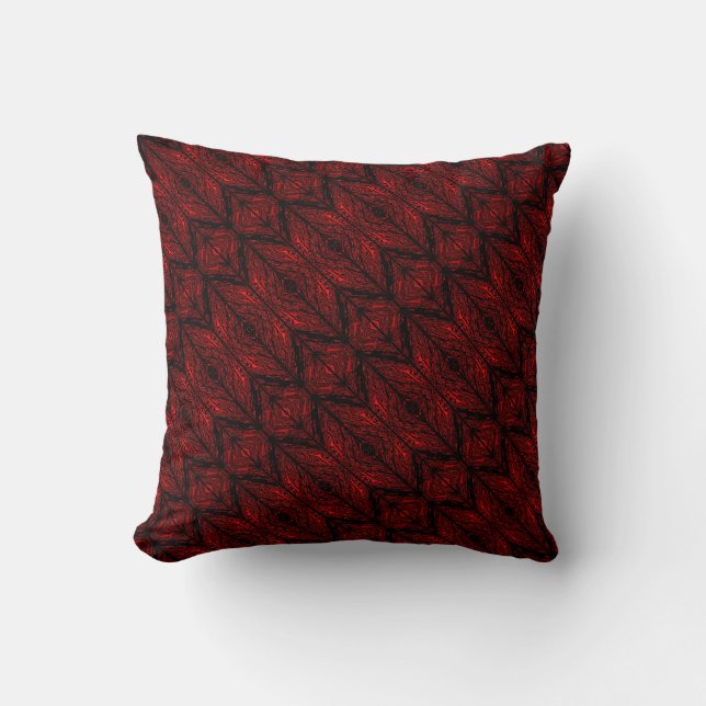 Coussin Rouge et noir traces, formes, rayures et zigzag ? (Recto)