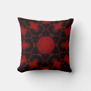 Coussin rouge et noir vintage de tapisserie