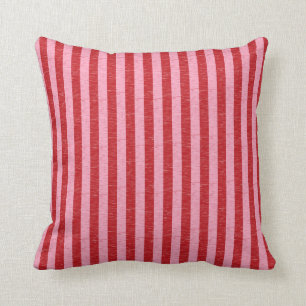 Coussin rouge et rose de rayures