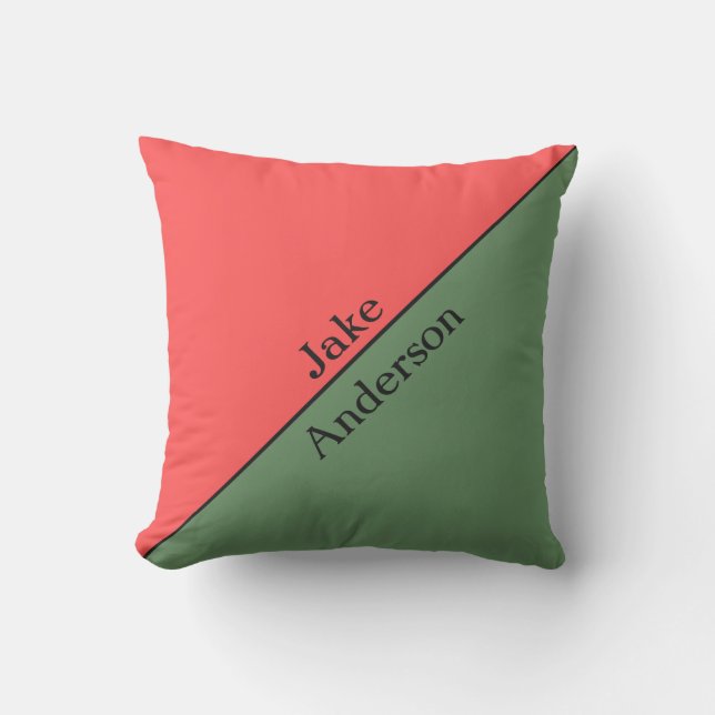 Coussin Rouge et Vert 45 Degrés Minimaliste (Recto)