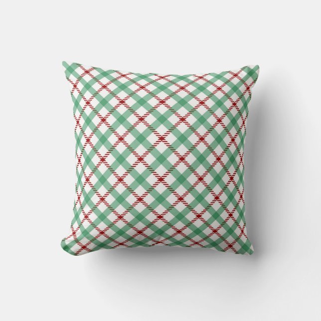 Coussin Rouge et vert Noël Plaid Motif sans couture (Recto)