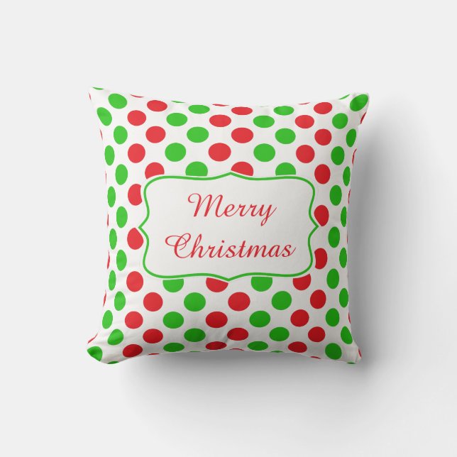 Coussin Rouge et vert Polka Dot Motif Noël (Recto)