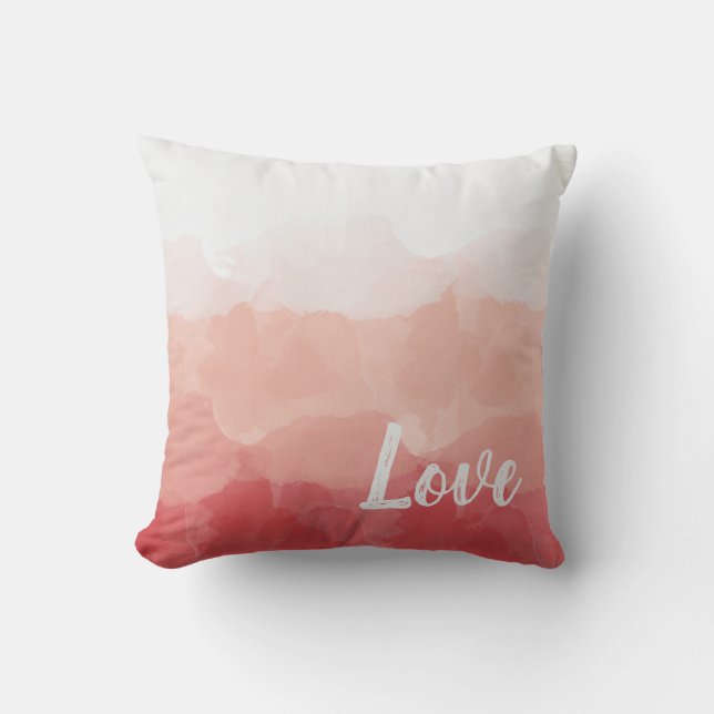 Coussin Rouge Fard Amour Aquarelle (Recto)
