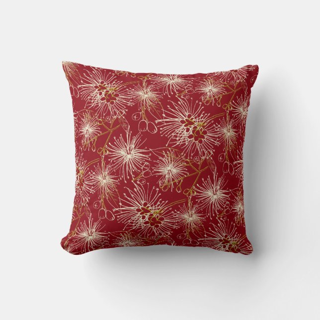 Coussin rouge floral à poitrine de cerise (Recto)