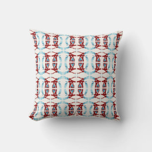 Coussin Rouge foncé Bleu clair blanc cassé Mosaïques en pe