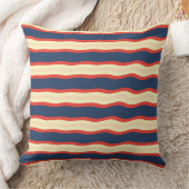 Coussin Rouge Foncé Bleu Crème Ondulé (Couverture)