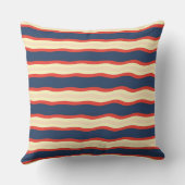 Coussin Rouge Foncé Bleu Crème Ondulé (Verso)