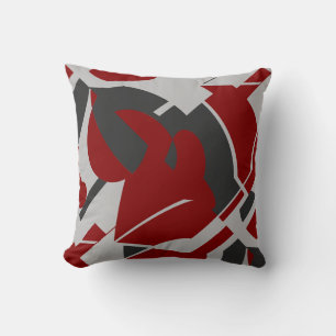Coussin Rouge foncé Gris Gris Gras Gris Gras Abstrait