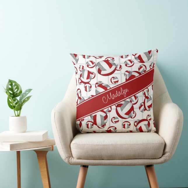 Coussin rouge gris ceint couleur volleyballs net accent (Chaise)