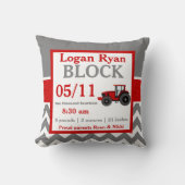 Coussin rouge gris de faire-part de bébé de (Recto)