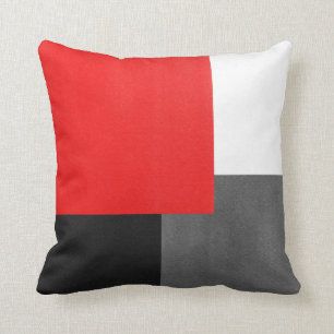 Coussin Rouge gris noir et blanc bloc géométrique