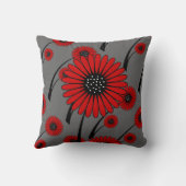 Coussin Rouge Gris Noir Floral Fleurs (Verso)