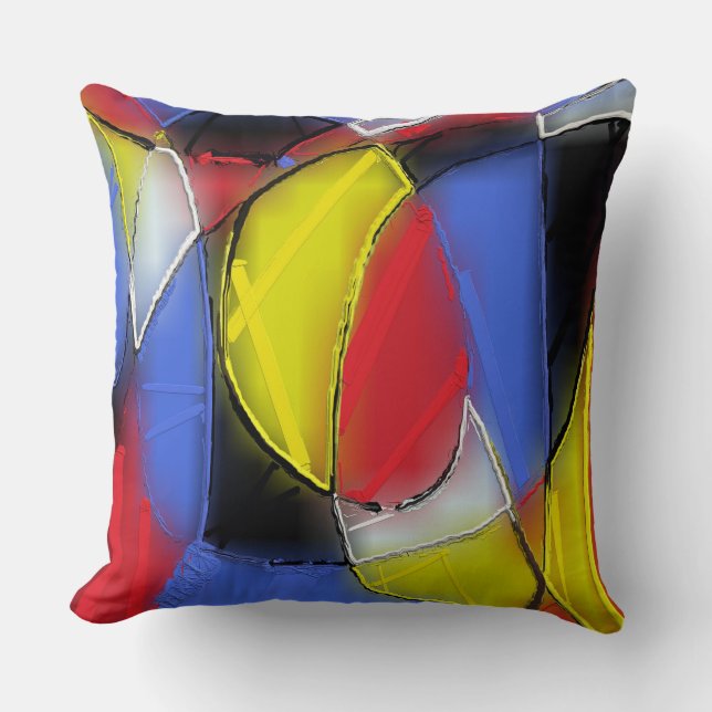 Coussin rouge, jaune, noir et bleu (Recto)