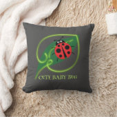 Coussin Rouge mignonne coccinelle Vert Amour Feuil enfant (Couverture)