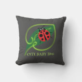 Coussin Rouge mignonne coccinelle Vert Amour Feuil enfant (Recto)