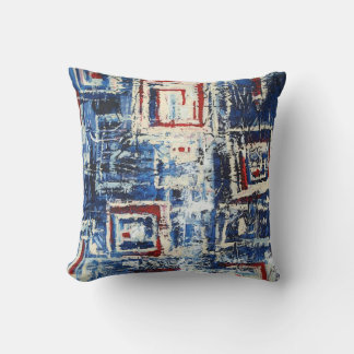 Coussin Rouge moderne Bleu Blanc Doux Pastel Couleur Abstr