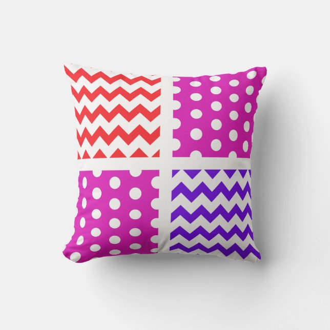 Coussin Rouge/n'importe quelle couleur/blanc Chevron/Couss (Recto)