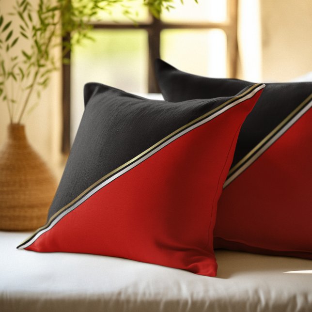 Coussin Rouge Noir avec Rayure Or Argent (Créateur téléchargé)