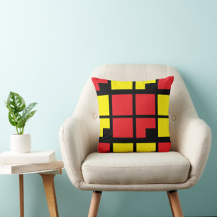 Coussin Rouge noir Carré géométrique